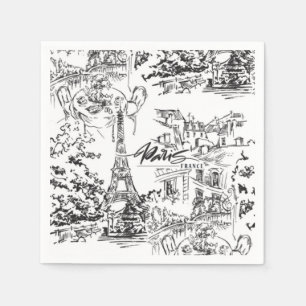 Black Paris Eiffel Tower Tower Serviette