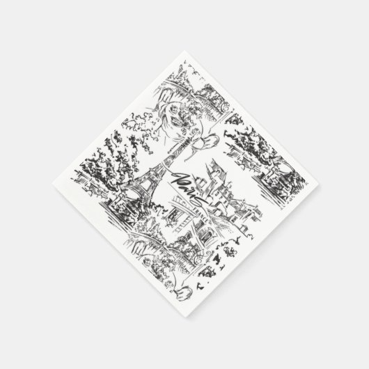 Black Paris Eiffel Tower Tower Serviette (Ecke)