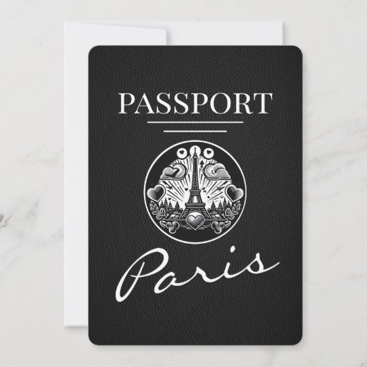 Black Paris Passport Save the Date (Vorderseite)