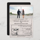 Black Paris Passport Wedding Einladung (Vorne/Hinten)