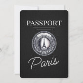 Black Paris Passport Wedding Einladung (Rückseite)