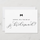 Black Parisian Bow wirst du mein Jr. Bridesmaid se Einladung (Vorderseite)