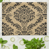 Black Parisian Moods Damask Geschirrtuch (Gefaltet)
