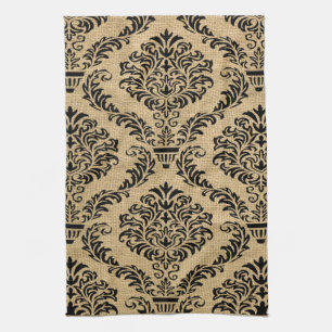 Black Parisian Moods Damask Geschirrtuch