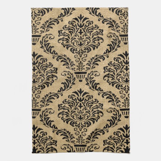 Black Parisian Moods Damask Geschirrtuch (Vertikal)
