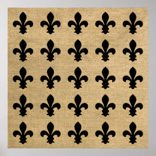 Black Parisian Moods Fleur de Lys Pattern Poster