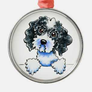 Black Parti Cockapoo Silbernes Ornament