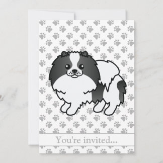 Black Parti-Color Spitz Hund Geburtstagsparty Einladung