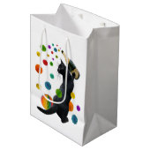 Black Party Cat Gift Bag Mittlere Geschenktüte (Vorderseite Schrägansicht)