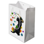 Black Party Cat Gift Bag Mittlere Geschenktüte (Rückseite Schrägansicht)
