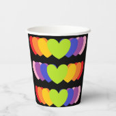 Black Party Drink Cups mit Rainbow Hearts Pappbecher (Rückseite)
