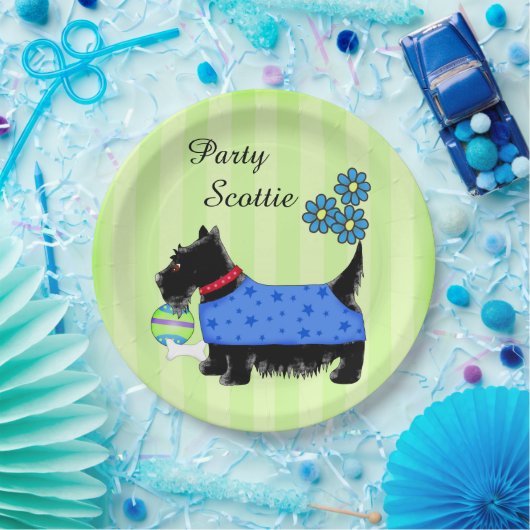 Black Party Scottie Dog Blue Kleidung Green Custom Pappteller (Party)