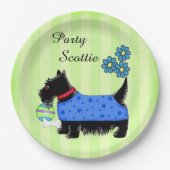 Black Party Scottie Dog Blue Kleidung Green Custom Pappteller (Vorderseite)