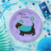 Black Party Scottie Terrier Dog Name Personalisier Pappteller (Party)