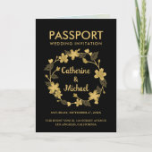 Black Passport-Hochzeit in Urlaubsort Einladung (Vorderseite)