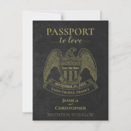 Black Passport-Hochzeit in Urlaubsort Save the Dat Magneteinladung