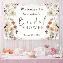 Black Pastel Boho Wildblume Modernes Brautparty Banner