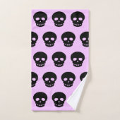 Black Pastel Goth Lilac Skull Pattern Badhandtuch Set (Handtuch)