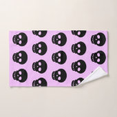 Black Pastel Goth Lilac Skull Pattern Badhandtuch Set (Handtuch)