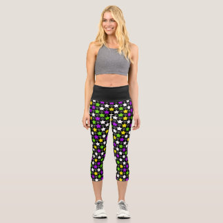 Black Pastel Ombre Stars Capri Leggings