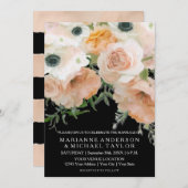 Black Pastel Petals English Floral Rose Hochzeit Einladung (Vorne/Hinten)