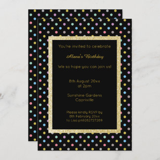 Black Pastel Spot Gold Modernes All Occasino Einladung