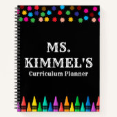 Black Pastels Crayons Curriculum Lehrerplaner Notizblock (Vorderseite)