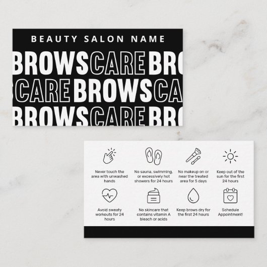 Black Pattern Brows Aftercare PMU Brow Instruktion Visitenkarte (Vorne/Hinten)