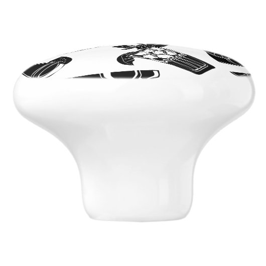 Black Pattern Cocktail Bar Keramikknauf (Seitenansicht)