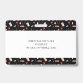 Black Pattern Nurse Healthcare Logo Horizontal ID Ausweis (Rückseite)