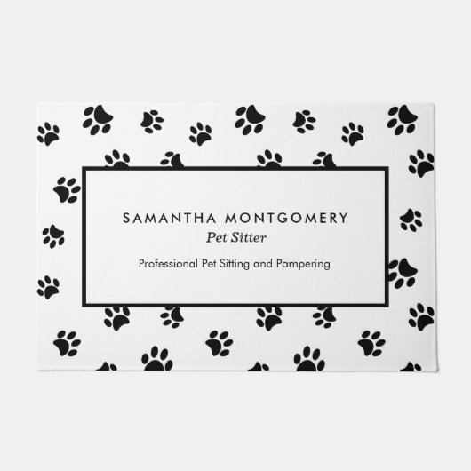 Black Paw druckt Berufliches Pet Sitter Geschäft Fußmatte (Vorderseite)