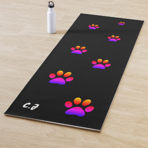 Black Paw Print Yoga Mat mit Namen Yogamatte