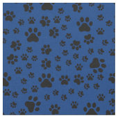 Black Paw Prints auf Royal Blue Fabric Stoff (Nahaufnahme)