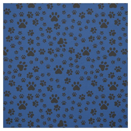 Black Paw Prints auf Royal Blue Fabric Stoff (Muster)