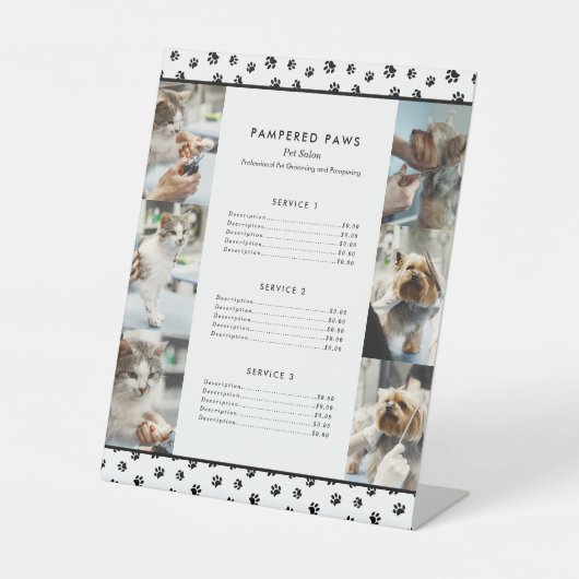 Black Paw Prints Foto Collage Pet Salon Services Sockelschild (Vorderseite)