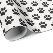 Black Paw Prints Geschenkpapier (Rolleneckpunkt)