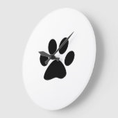Black Paw Prints Pattern Cute Gifts White Cool Große Wanduhr (Winkel)