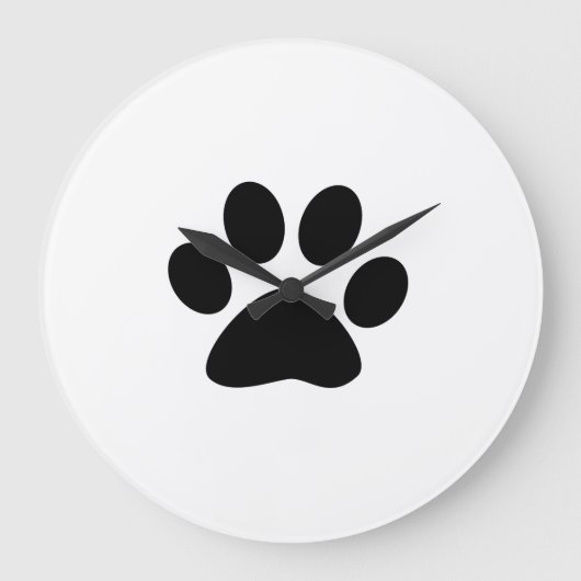 Black Paw Prints Pattern Cute Gifts White Cool Große Wanduhr (Vorderseite)