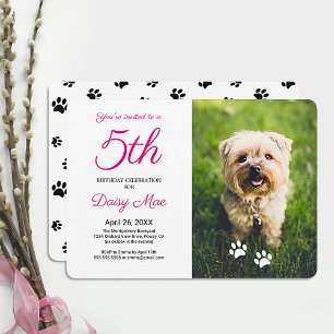 Black Paw Prints Pet Birthday Foto Einladung
