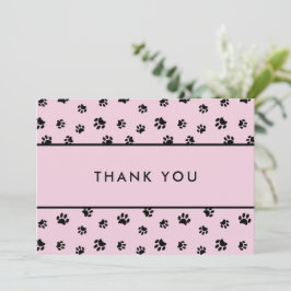 Black Paw Prints Pink Pet Care Business Thank You Karte
