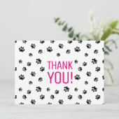 Black Paw Prints Vielen Dank Karte (Stehend Vorderseite)