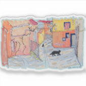 Black Paws in Sun-Drenched Alley Aufkleber (Vorderseite)