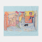 Black Paws in Sun-Drenched Alley Fleecedecke (Vorderseite (Horizontal))