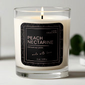 Black & Peach Elegante Boho Candle Label Quadratischer Aufkleber
