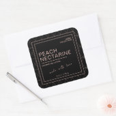 Black & Peach Elegante Boho Candle Label Quadratischer Aufkleber (Umschlag)