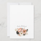 Black Peach Gold Floral Customizable Wedding  Einladung (Rückseite)