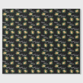 Black & Peach Wedding Modernes Floral Geschenkpapier (Flach)