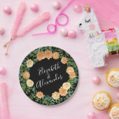 Black & Peach Wedding Modernes Floral Pappteller (Party)