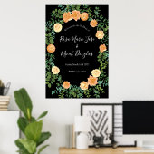 Black & Peach Wedding Modernes Floral Poster (Heimbüro)