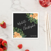 Black & Peach Wedding Modernes Floral Serviette (Beispiel)